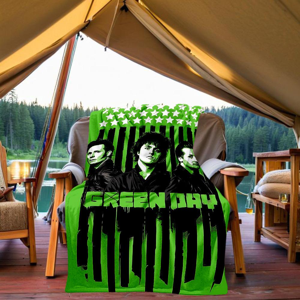 1 Stück Green Day Outdoor-Decke Leichtes Flanell, Weich & Warm, Ganzjahresnutzung für Sofa, Outdoor, Camping, Wohnzimmer, Büro, Stuhl