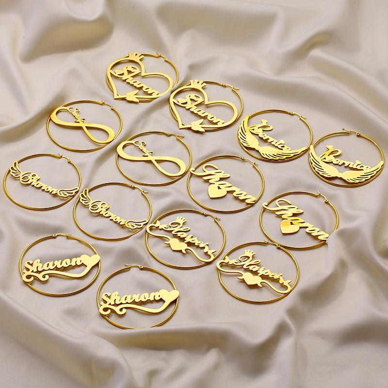 Custom Name Earrings Stainless Steel Personalized Hoop Earrings Fashionable and Exquisite Daily Party Wear Women's Jewelry