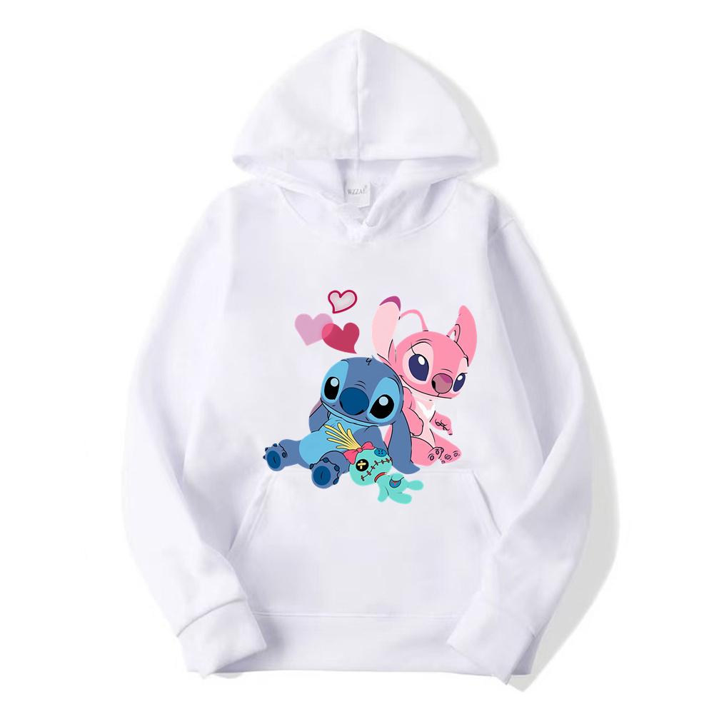 2024 New Couples Disney Stitch Spring And Autumn Sweater Long Sleeve Hooded Sweater Loose Casual Coat For Women And Men Clothing