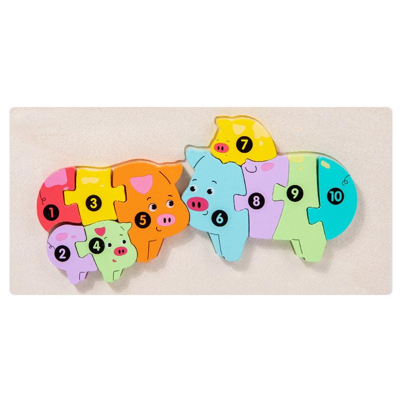 Cpc Dětské Dřevěné Rodič-Dítě Zvíře Trojrozměrné Puzzle Vzdělávání v Raném Dětství Zvířecí Kognitivní Puzzle Hračka pro Intelektuální Rozvoj