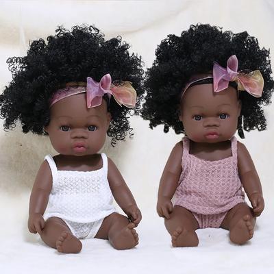 Muñeca Africana Reborn Recién Nacido de 35cm Simulación de Bebé Vinilo Suave Niños Juguetes Realistas Juguetes de Navidad Cumpleaños Muñecas para Bebés