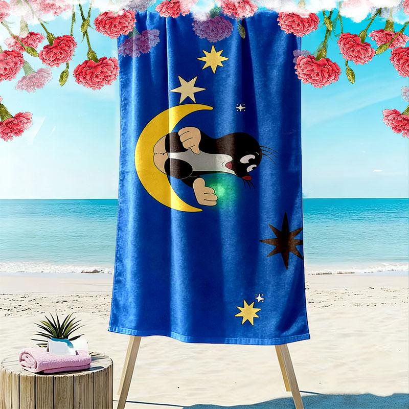 Krtek Art Print Beach Towel, Large Soft Quick Dry Towel for Beach Camping Swimming