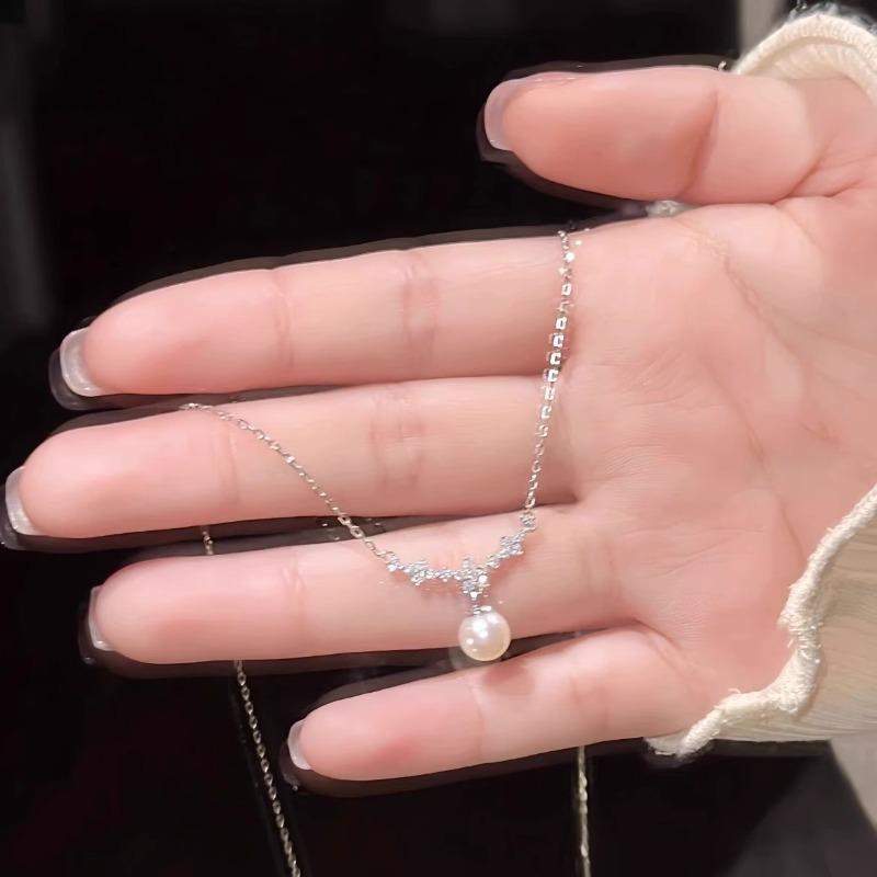 Single small pearl zircon necklace femininity celebrity niche design daily versatile trendy versatile