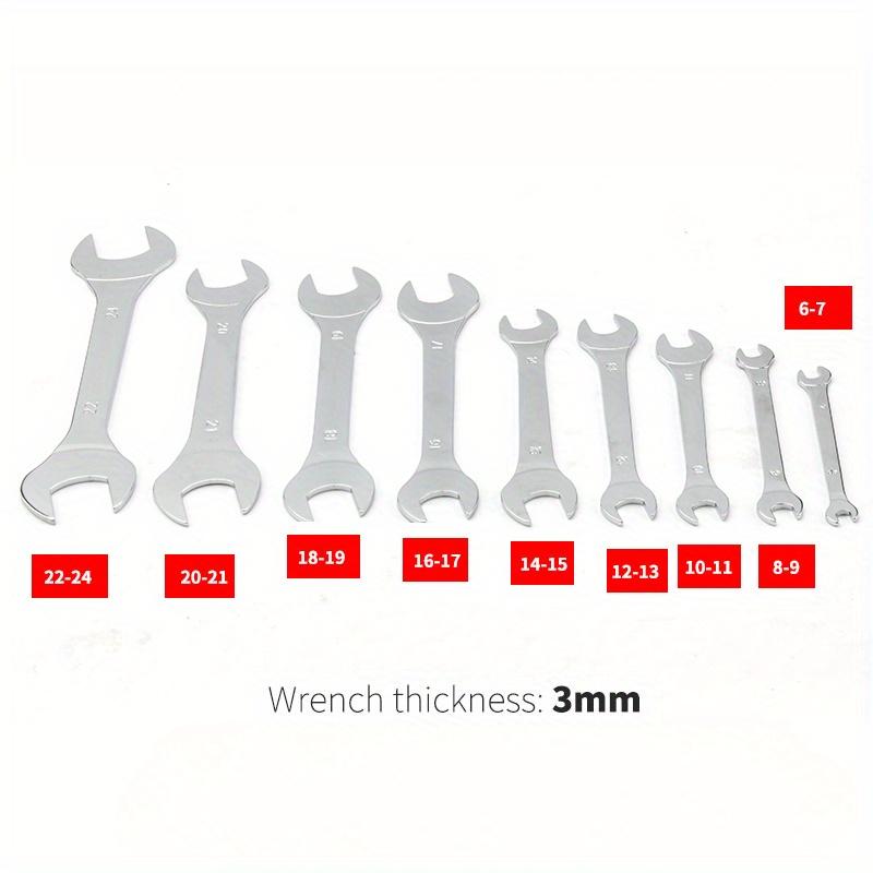 9/10pcs Thin Open End Wrench Set 3mm Ultra-thin Flat Wrench Tool Multi-Function Super-thin for Plumbing Tubing Gas Nozzle Fork Spanner