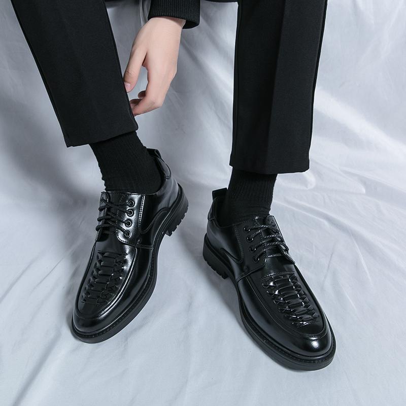 Men Wedding Shoes Lace Up Black Leather Business Men Business Dress Casual Youth British Style Spring Autumn New Arrivals Shoes