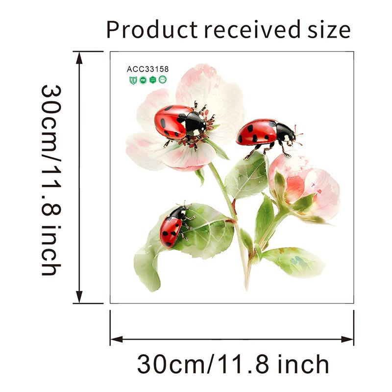 Hand Painted Floral Ladybug Toilet Seat Sticker Waterproof Self-Adhesive Removable Decal for Bathroom WC Decoration