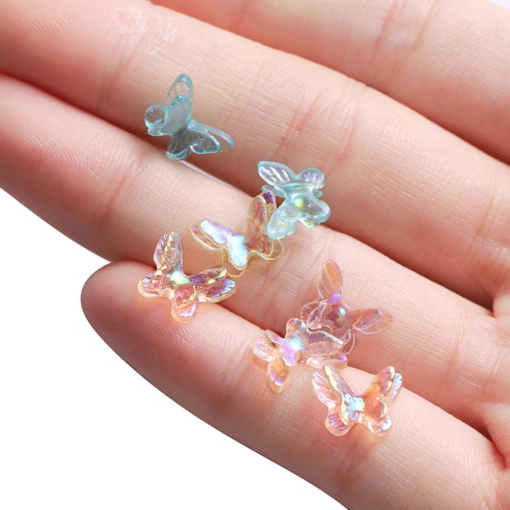 20/50Pcs Mini Aurora Glitter Colorful 3D Resin Butterfly Epoxy Resin Filiings for DIY Epoxy Resin Mold Cratfs Nail Art Fillers