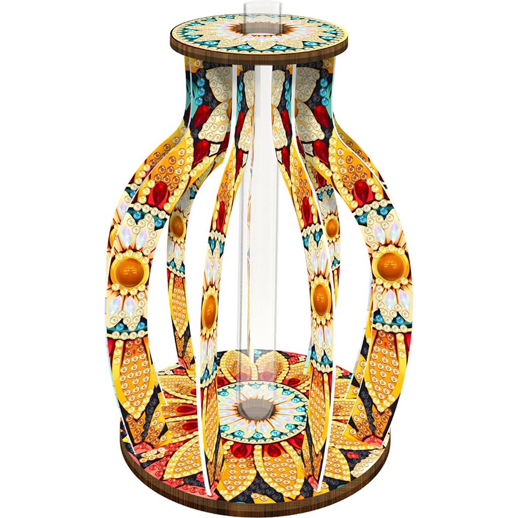 Wood Blue Pink Diamond Painting Flower Vase Rhinestones Desktop Ornaments 5D DIY Diamond Art Tabletop Decors for Adults Beginner