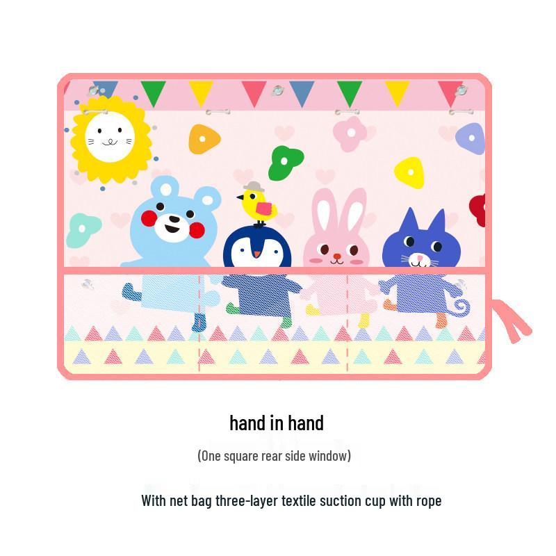 Cartoon Car Sunshade with Net Pocket – Baby Sunblock & Heat Insulation Curtain