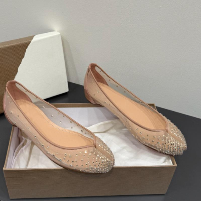 Summer Handmade BlingBling Crystal Splite-Toe Woman Flats Ballet Dance Shoes Mary Janes Mules Girls Tabi Mesh Breathable Loafers