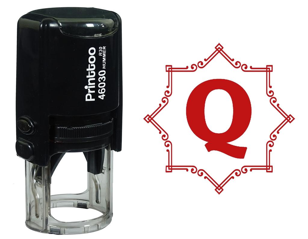 Printtoo Octagon Celtic Swirl Frame Alphabet Q Monogram Self Inking Rubber Stamp Office