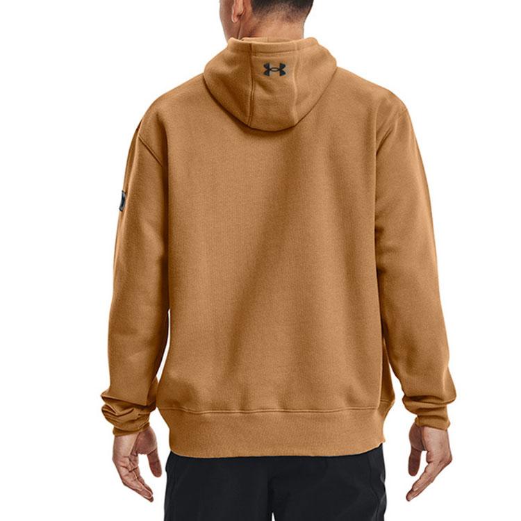 Under Armour Project Rock Johnson Series Training Sports Printed Fleece Hoodie Men Tops Vintage-Brown 1367036-277