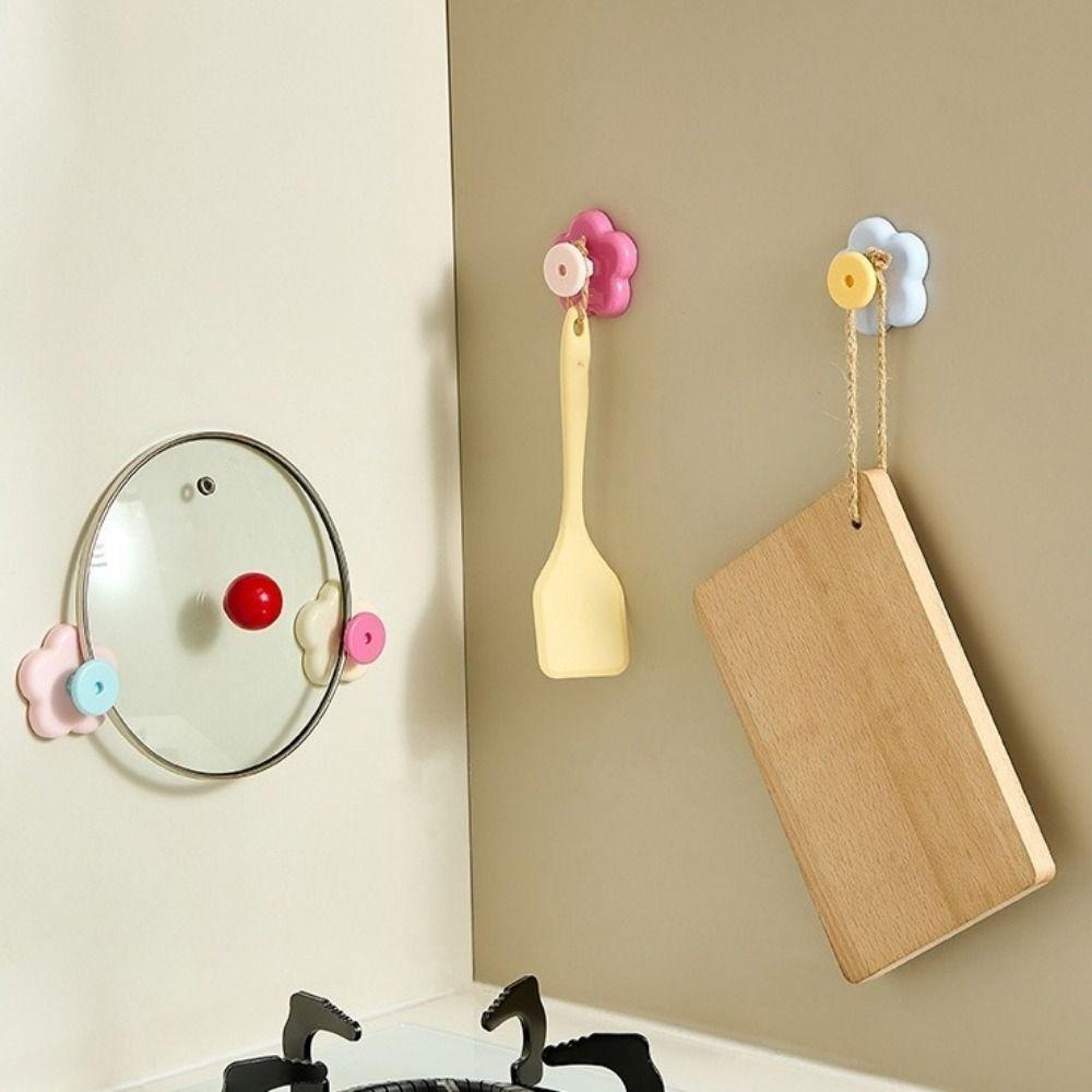 4PCS Wall Mounted Flower Hooks Decorative Towel Hanger Multi-functional Key Hangers  Bathroom