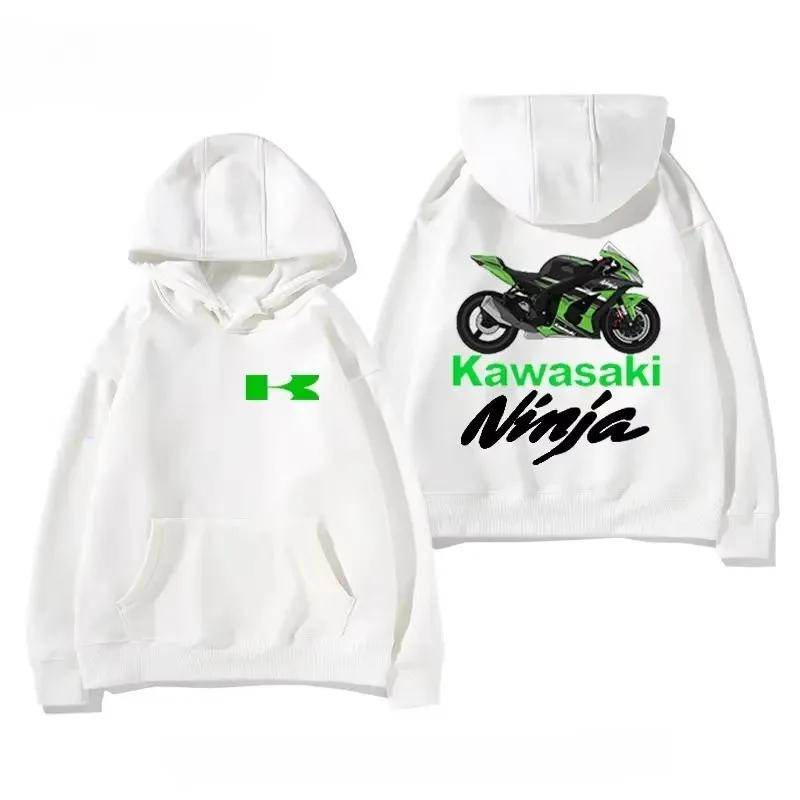 New Fashionable High Quality Cotton Hooded Sweatshirt with Kawasaki Logo Motorcycle Pattern Hoodie Fashion
