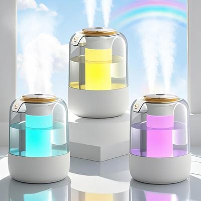 Air Humidifier with Colorful Light LED Humidity Display Dual Nozzles USB Cool Mist Humidifier Quiet Home Office Bedroom Essential Oil