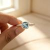 925 Sterling Silver Square Cushion Cut Blue Zircon Elegant for Women Luxury Ring Engagement, Wedding High Quality Fine Jewelry