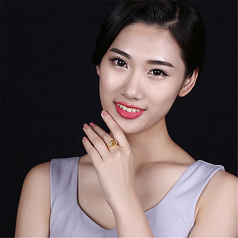 Yellow Crystal Butterfly Dance Diamond Ring - 18K Gold-Plated European & American Style