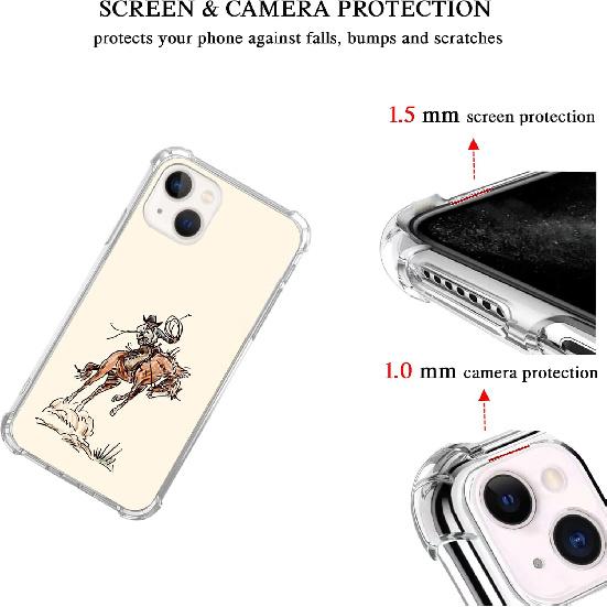 West Cowboy Phone Case Compatible with iPhone 15, Vintage Western Country Cowboy Phone Case for iPhone 15, Trendy Unique Design TPU Bumper Cover Case