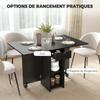 Folding Dining Table, Extendable Kitchen Table for 2 to 4 People, 2 Drop Leaf, 120 x 72 x 75 cm, Black