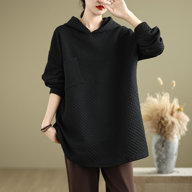 Dimanaf 2024 Otoño Vintage Jerseys Tops Mujeres Ropa a cuadros Sudaderas con capucha Sudaderas de gran tamaño Sueltas Casuales