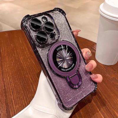 Luxury Glitter Shockproof Phone Case For iPhone 17 17Air 17Pro 17ProMax 16 16E 16Plus 15 15Pro 14 13 12 11 Bracket Holder Cover