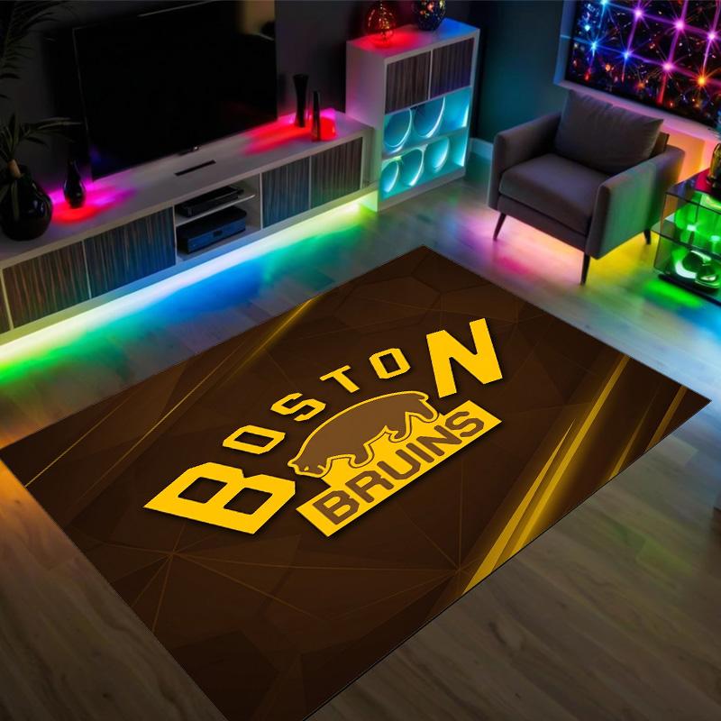 Design Boston Bruins Tappeto in Velluto di Cristallo Accogliente Non?Tappeto Stampato Antiscivolo per Camera da Letto Soggiorno Ingresso