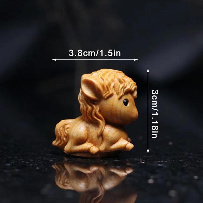 1/2pcs Charming Handcrafted Horse Statue 2026 Chinese New Year Zodiac Horse Ornaments Wood Carving Desktop & Holiday Decor Gift