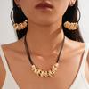Personalized Leather Rope Geometric Round Wrap Multilayer Clavicle Chain Fashion Ins Necklace