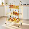 Susunnus Bar Home Serving Kitchen Stainless Steel Cart with Gold Plated 3 Casters with 4D Noiseless Perfect for Living and Kitchens Cart, Cart, Cart,