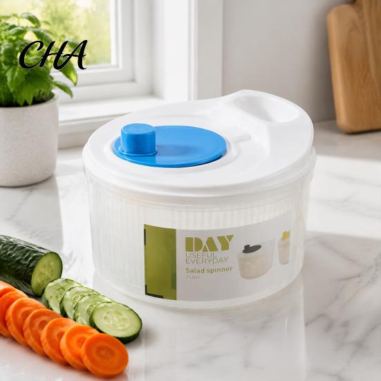 Multi Functional Vegetable Slicer Salad Spinner, Manual Quick Drying Fruit Washer, with Kitchen Tool for Vegetables Slicing Blade Design, Dryer