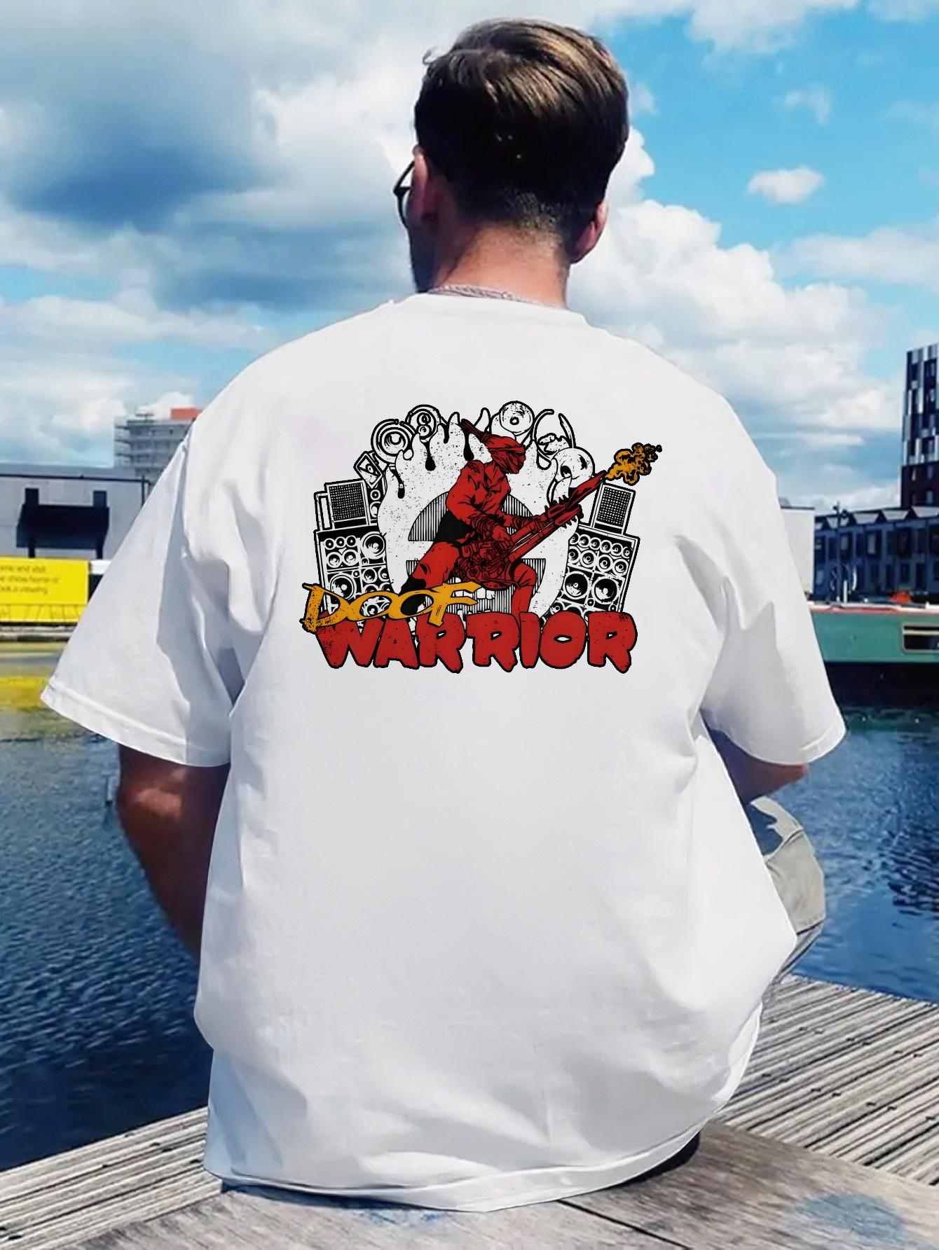 Vintage Heavy Metal Graphic T-shirt - Back Print Rock Band Tee with Guitarist Design S