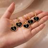 Stainless Steel Initial Letter Black Heart Necklaces Women Gothic Name Pendant Charm Necklace Wedding Zircon Anniversary Gifts