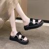 Platform Sandals Women's Summer Wear 2025 New Fairy Style Roman Shoes Pearl Soft Sole Beach Cool Slippers