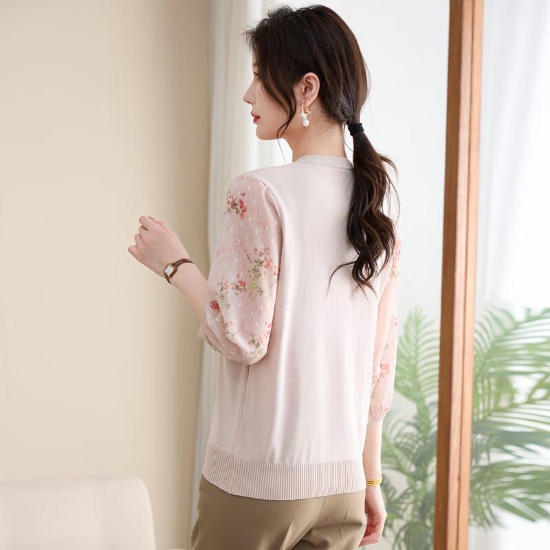 Xiaofu New Chinese Style Gauze Sleeve Knit Top