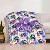 Colorful Paw Prints Home Customize Your Name Blankets Cozy Soft Lightweight Allseason Multipurpose Blanket For Picnics Sofas Offices Beds Living Rooms