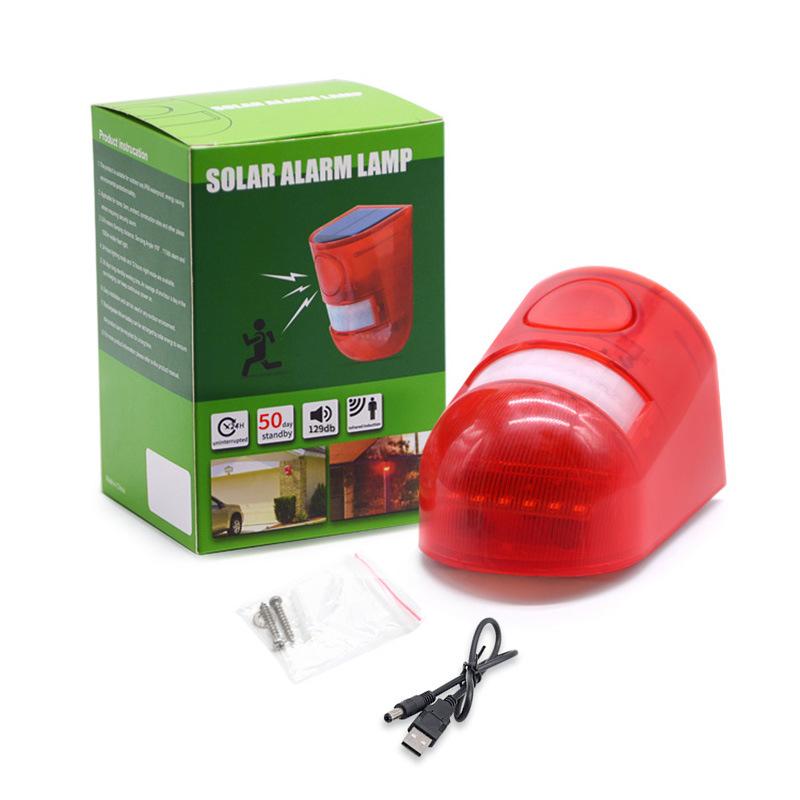 Solar Powered Security Alarm Light, Outdoor Waterproof PIR Motion Sensor Siren for Farm Orchard Yard