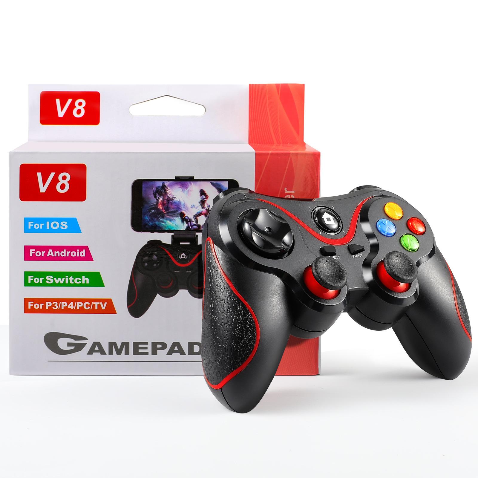 V8 Wireless BT Connection Game Controller Suitable for Mobile Phone TV PC Game Box with Phone Holder