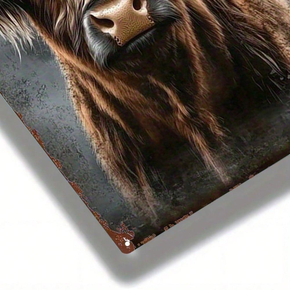 Vintage Highland Cow Metal Wall Art Decor