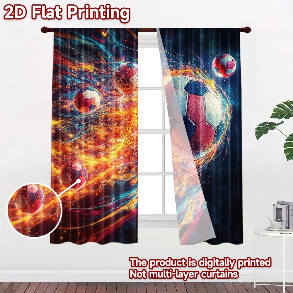 2D flat Photography Backdrop Party Backdrop Fiery Soccer Balls 100% Polyester Family Party Decoration Perfect for Holiday