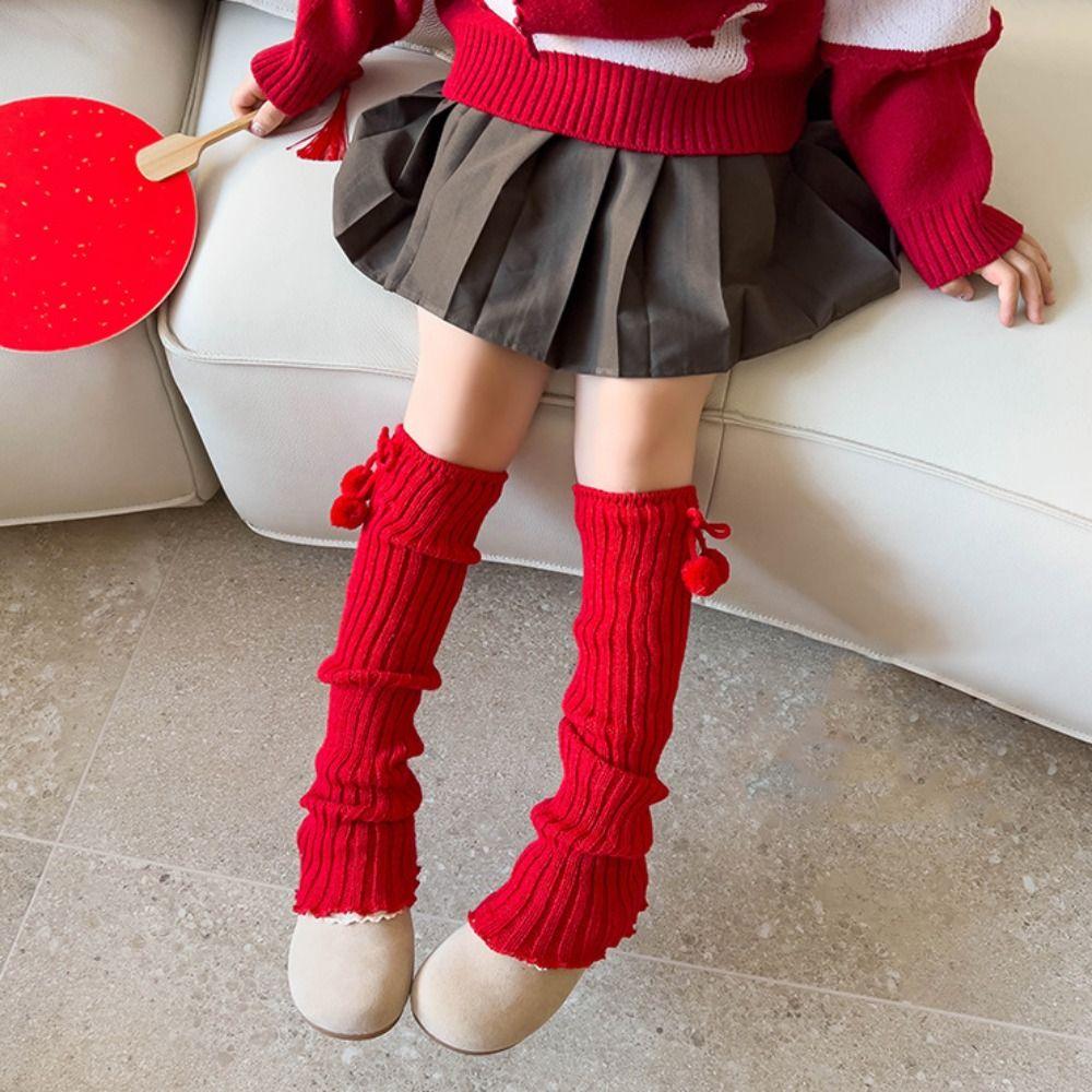 

Однотонные вязаные носки Lolita Red Leg Socks Casual Jk Leg Warmers Pile Socks D