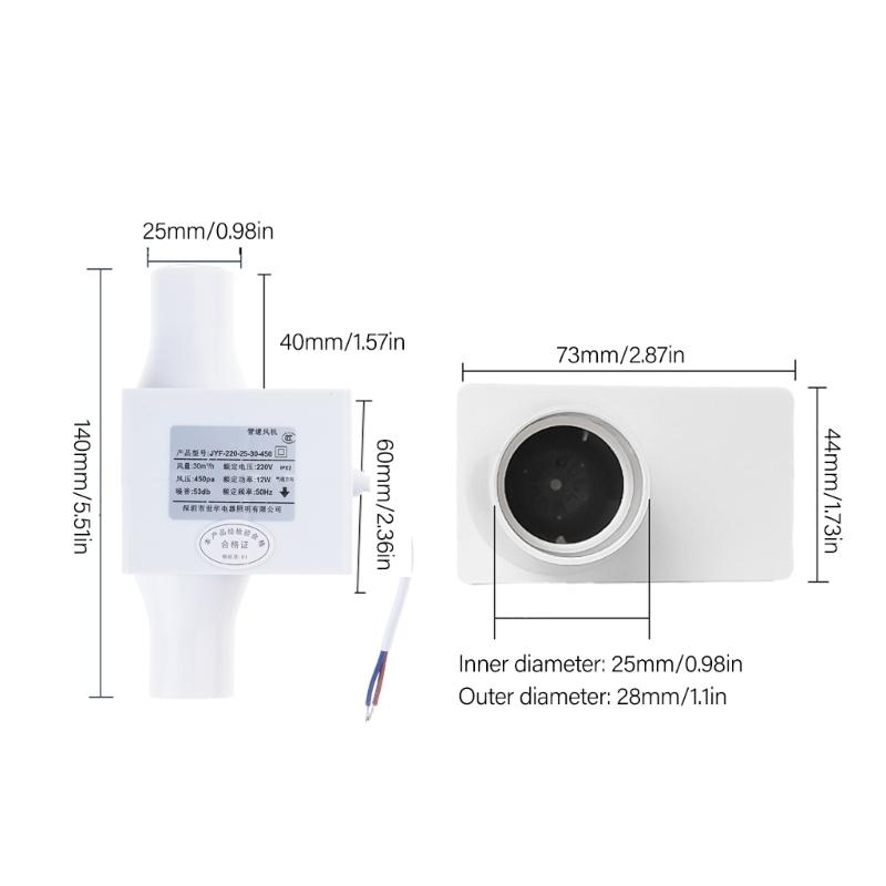 Duct Fan Powerful Inline Extractor Fan 12W 24300RPM Duct Blower Indoor Air Exhaust Fan For Workshop Basement Tent