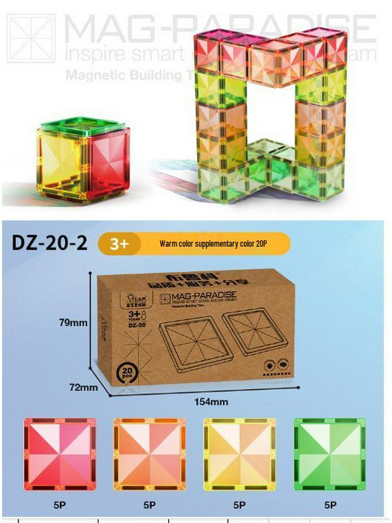 Stained Glass Magnetic Building Blocks Set - 100-Piece Educational Toy for Kids