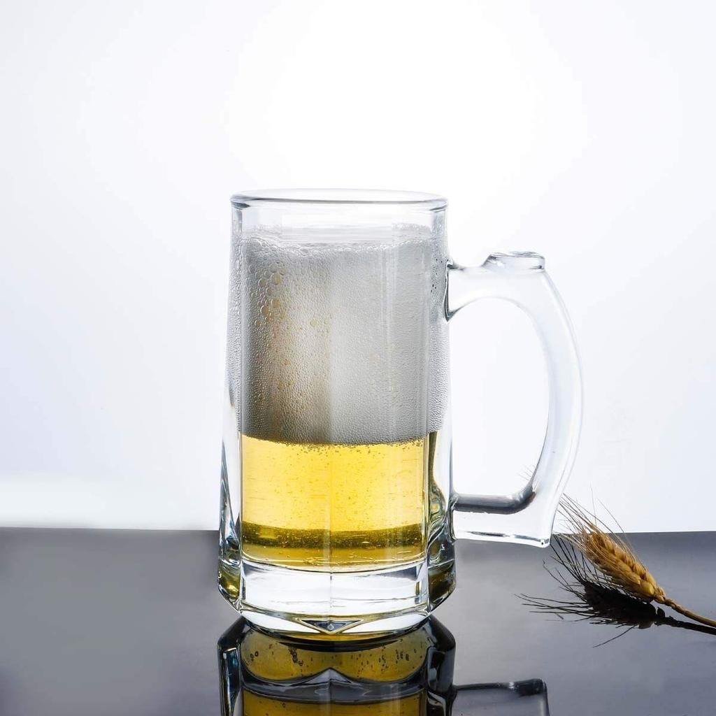 Crystal Beer Mugs Set of 12 with Strong Handle Transparent - 400ml- (Premium Fancy Beer Mug for Husband)