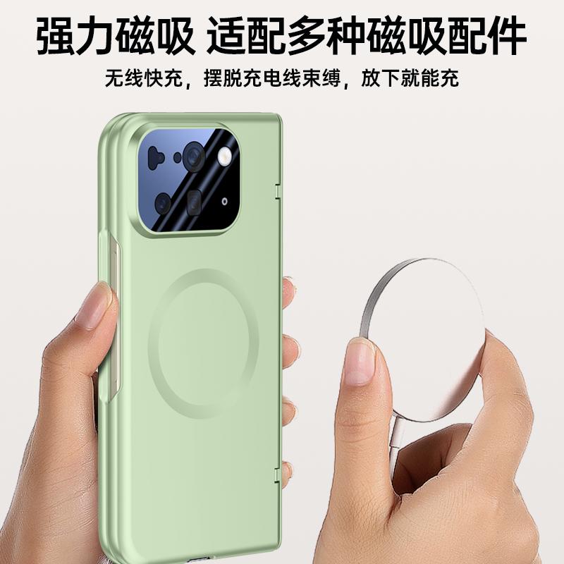 For Google Pixel 10 Pro Fold Case Magsafe Matte Spring Hinge Lens Screen Protector Full Protection All-inclusive Cover