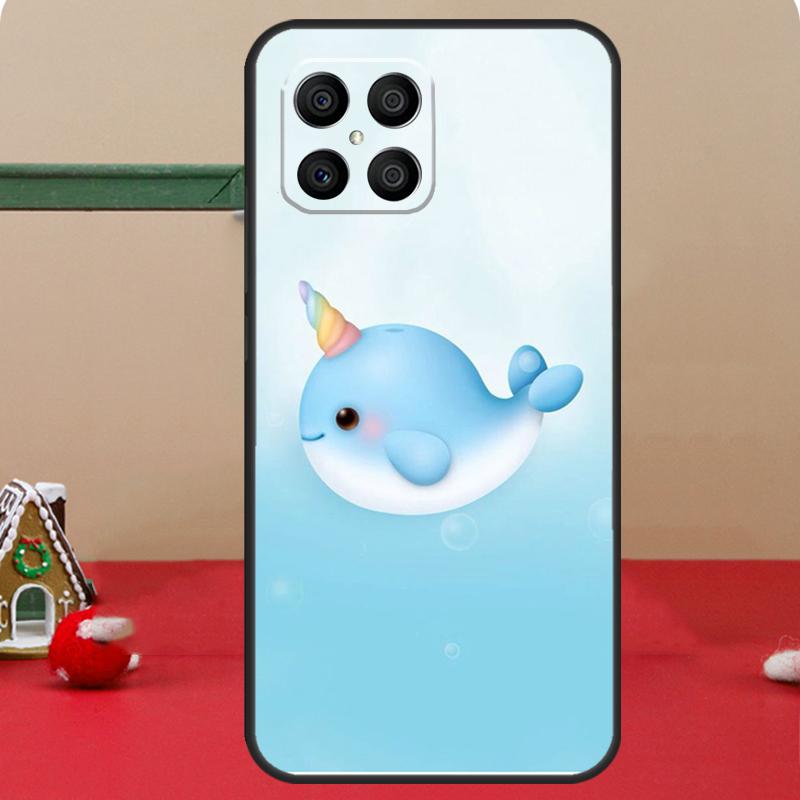Niedliche Hülle mit Narwal-Motiv für Honor Magic 7 Lite, 6, 8 Pro, Honor 400, 200, 70, 90, X8c, X8b, X9a, X9b, X9c, X9d und Windows RT