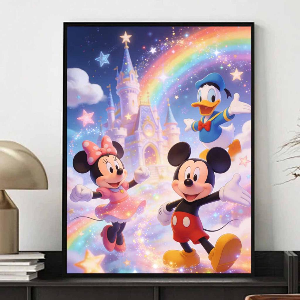 Disney Diamond Art Painting Kit Mickey Minnie Donald Magical Castle Rainbow Sparkle Home Wall Decor Handmade Gift