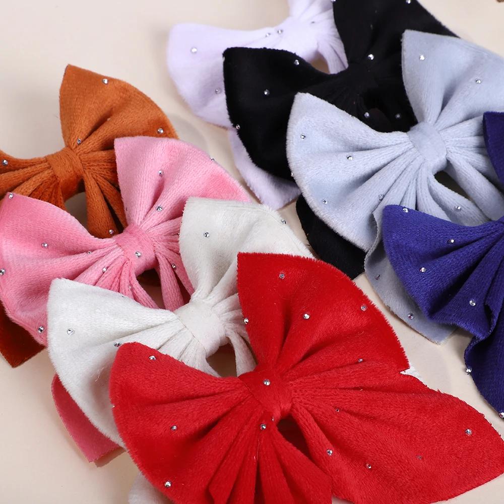 BABY BOWS 2Pcs Starry Dots Red Velvet Bow Hair Pins Hair Clips Kids Girls Lovely Barrettes Ponytail Holder Headwear Accessories