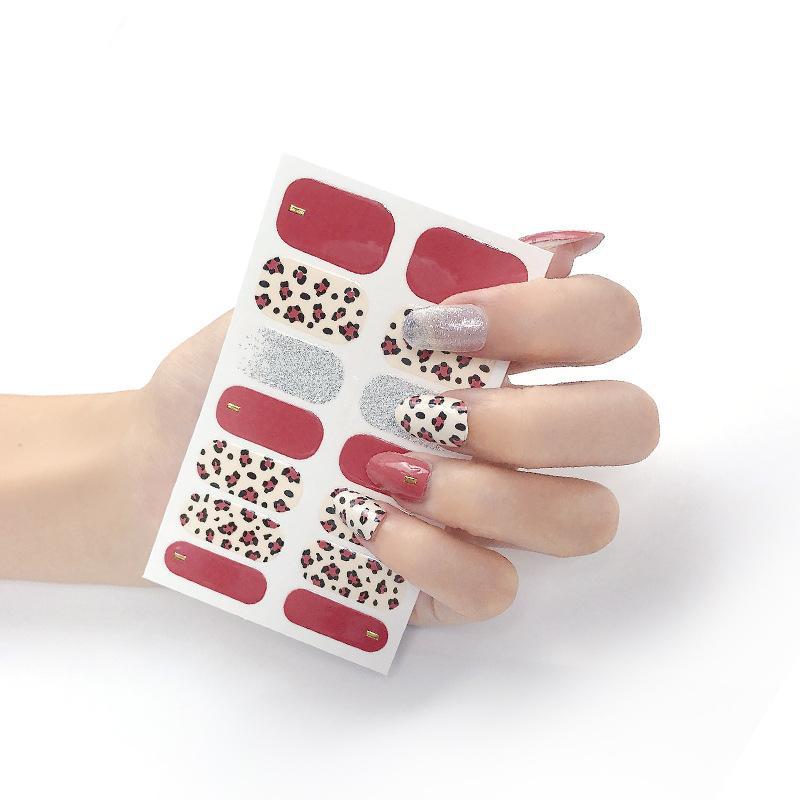Nail Art Stickers 3d Nail Stickers 14 Finger Hot Stamping Cat Eye Leopard Print Nail Art Stickers