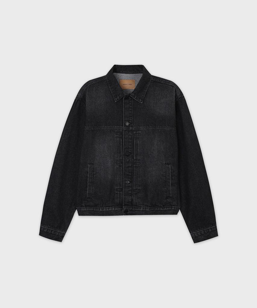 PROJECT3 Washed Denim Trucker Jacket [Black Denim]_Tj1016