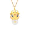 Turn the Tide Ox Pendant: Hetian Jade Inlaid Painted Ox Head with Cloisonné Enamel.